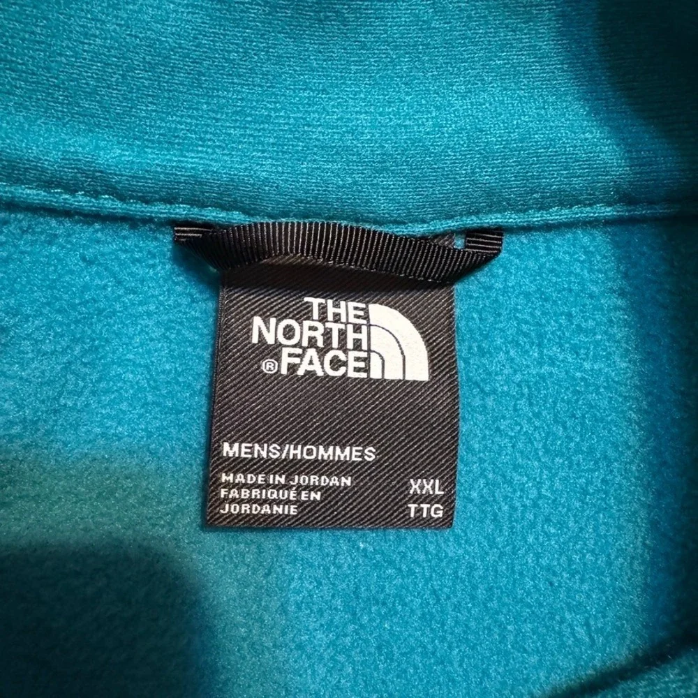 The North Face Fleece Sweater Mens 2XL Green Blue 1/4 Zip Pocket Mock Neck